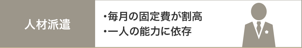 人材派遣 ・毎月の固定費が割高・一人の能力に依存